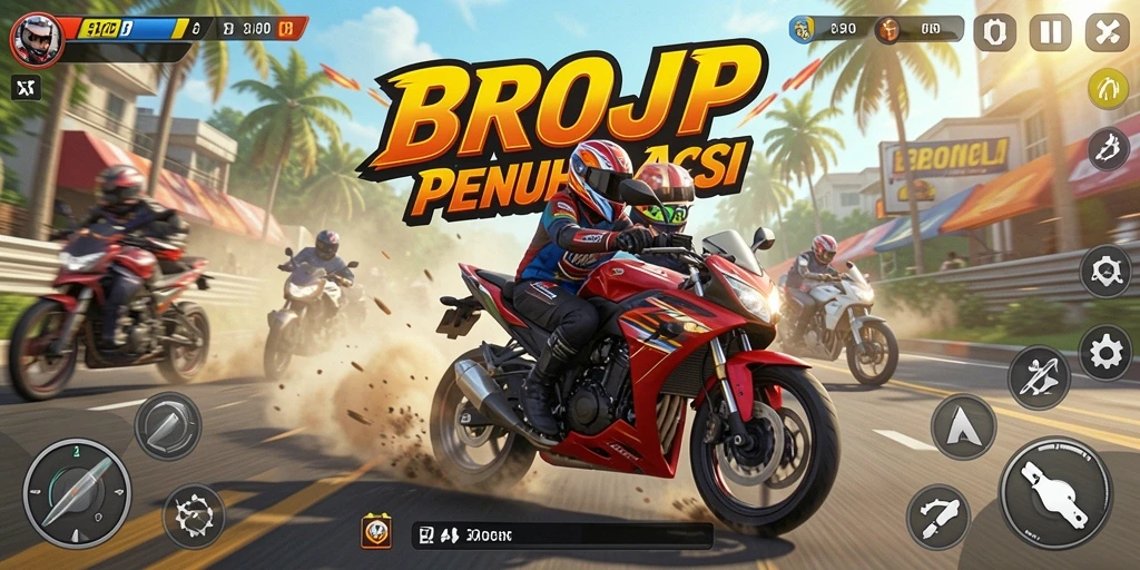 Tampilan gameplay mendebarkan dalam game Motor Racing BROJP.