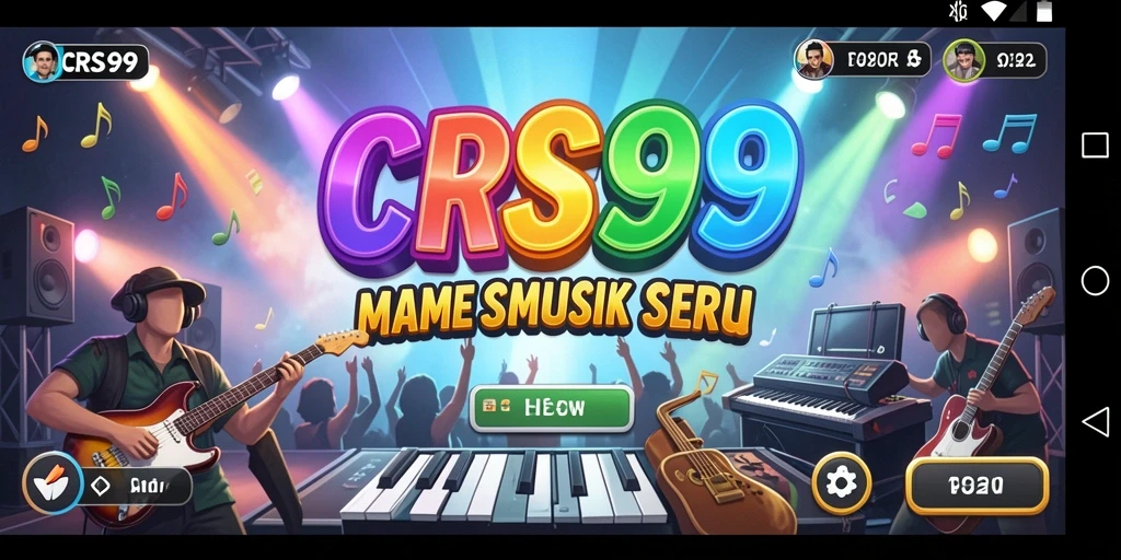 Screenshot gameplay <strong>CRS99</strong> menunjukkan pemain menyelesaikan tantangan musik dengan antusias.