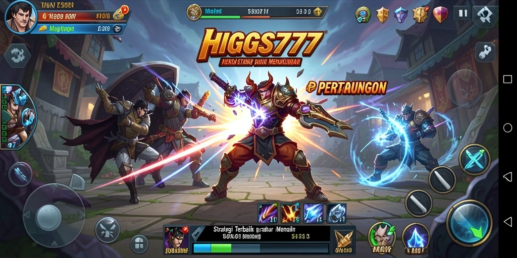 Screenshot gameplay HIGGS777 menampilkan pertempuran strategis yang menarik.