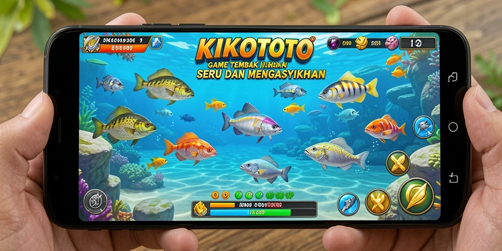Screenshot gameplay KIKOTOTO yang menarik saat menangkap ikan.