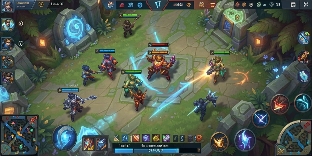 Gameplay epik LUCKYDF dalam pertempuran MOBA.