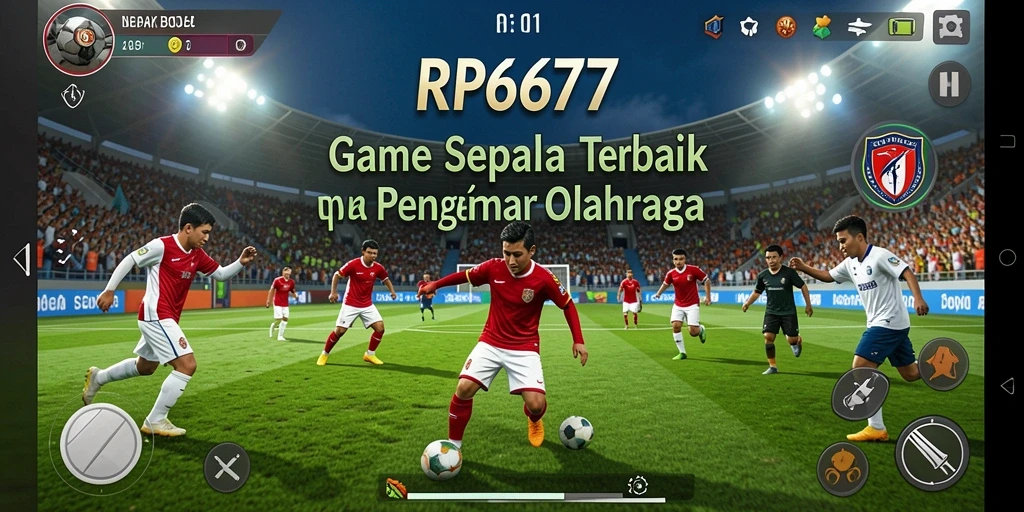 Gameplay realistis dalam RP6677 menampilkan aksi sepak bola yang seru.