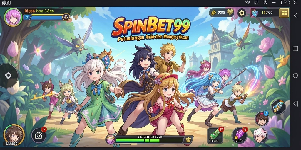 Tampilan gameplay SPINBET99 yang berwarna dan penuh karakter Anime.