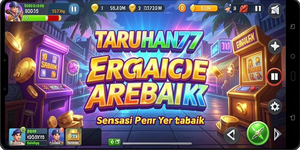 Tangkapan layar utama TARUHAN77 menampilkan gameplay arcade yang seru.