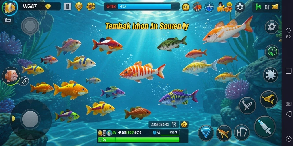 Screenshot gameplay WG87 menampilkan aksi menembak ikan yang seru.