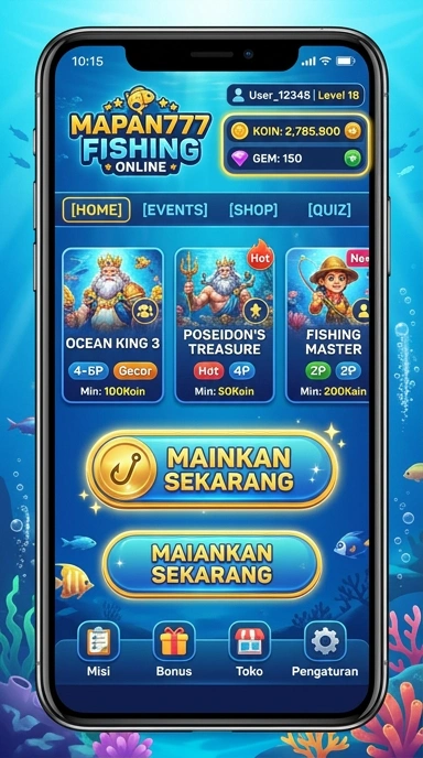 Tampilan utama aplikasi Mapan777 dengan berbagai pilihan kategori.
